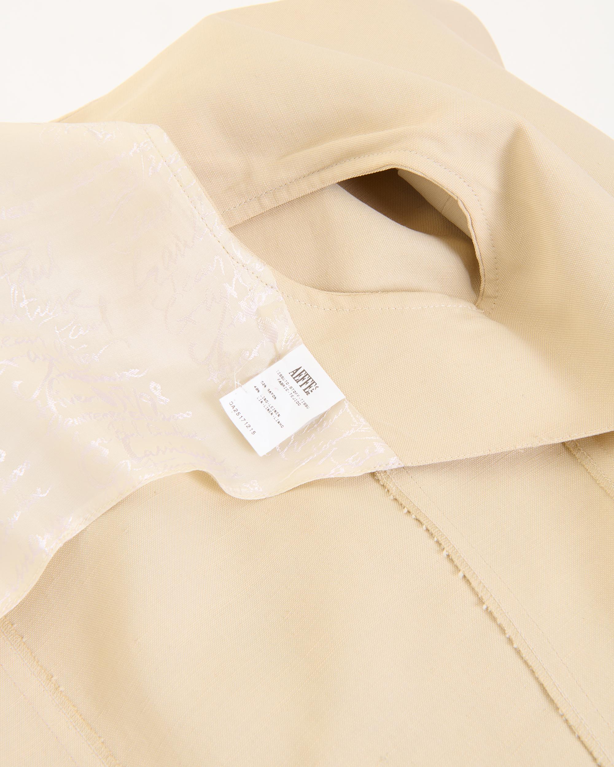 Jean Paul Gaultier F/W 1997 Cream linen double breasted blazer two pieces jacket en vente 8