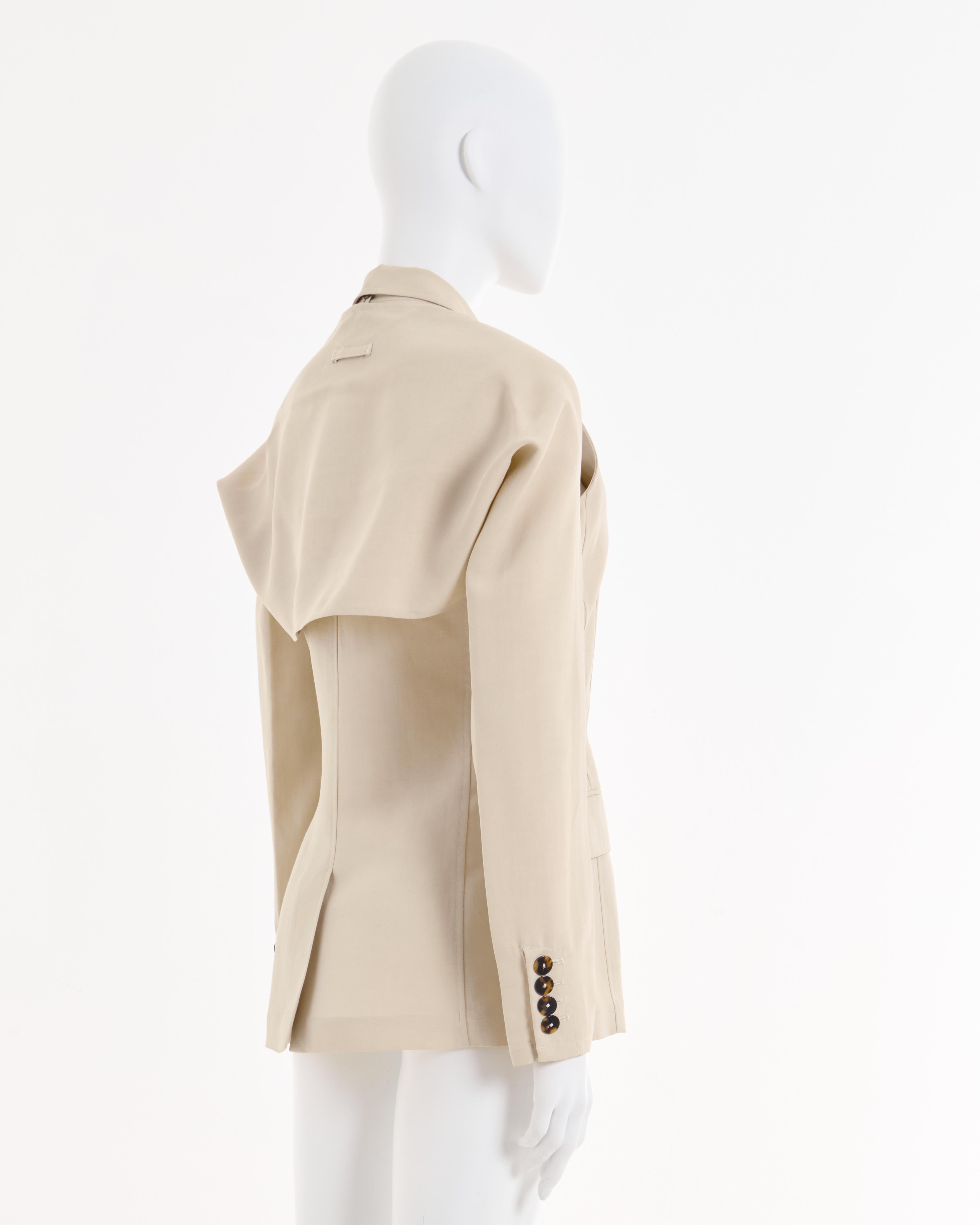 Jean Paul Gaultier F/W 1997 Cream linen double breasted blazer two pieces jacket Pour femmes en vente