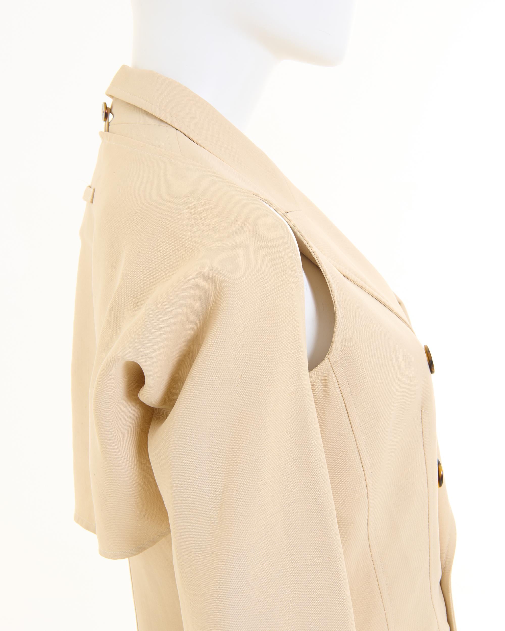 Jean Paul Gaultier F/W 1997 Cream linen double breasted blazer two pieces jacket For Sale 3