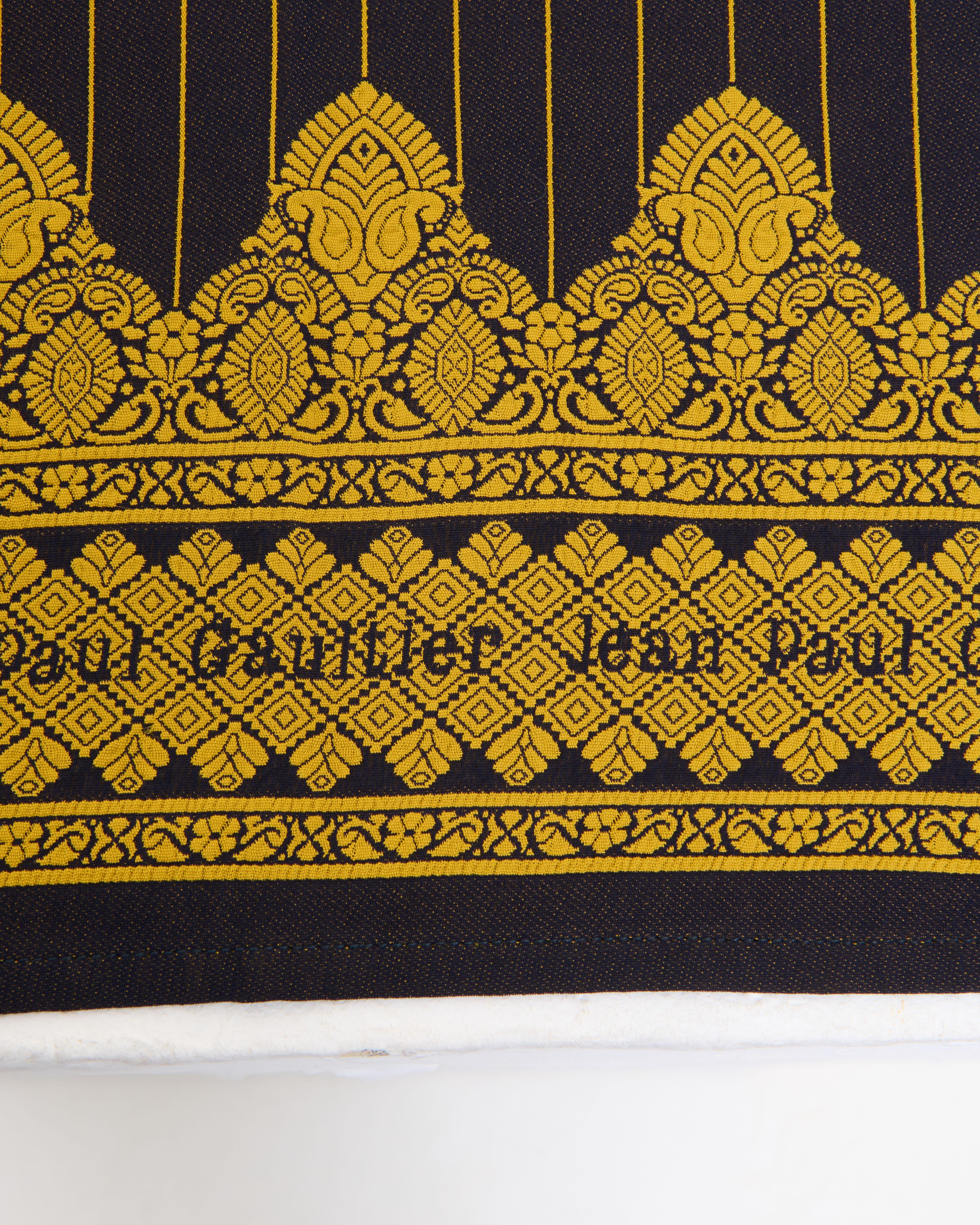 Jean Paul Gaultier S/S 1997 Pinstripe Jacquard black wrap skirt For Sale 2