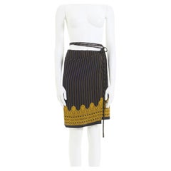 Jean Paul Gaultier S/S 1997 Pinstripe Jacquard black wrap skirt