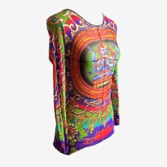Jean Paul Gaultier S/S 1997 Shiva Print Stretch Mesh Sleeve Top