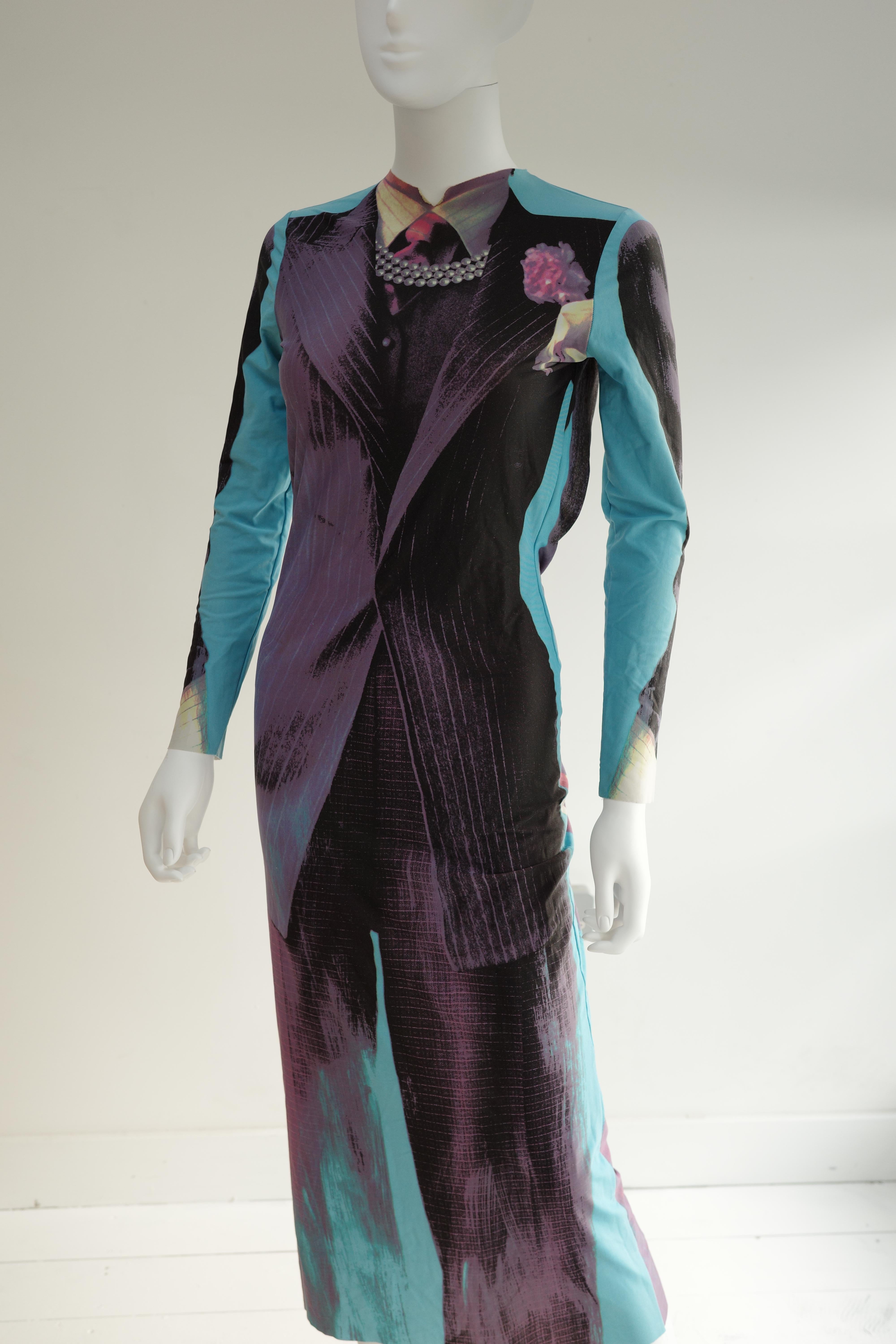 Jean Paul Gaultier A/W 1996 Tuxedo Print Dress  For Sale 7