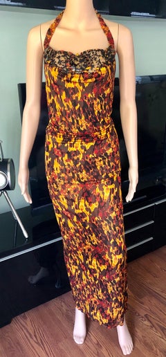 Jean Paul Gaultier S/S 1997 Vintage Embellished Open Back Maxi Evening Dress