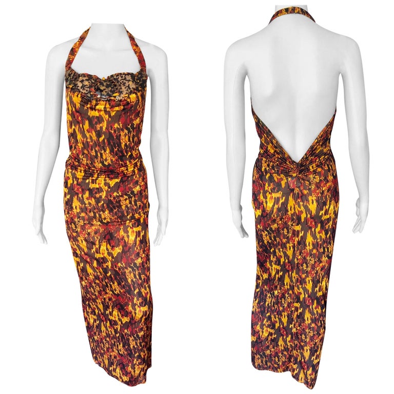 Jean Paul Gaultier S/S 1997 Vintage Embellished Open Back Maxi Evening Dress For Sale
