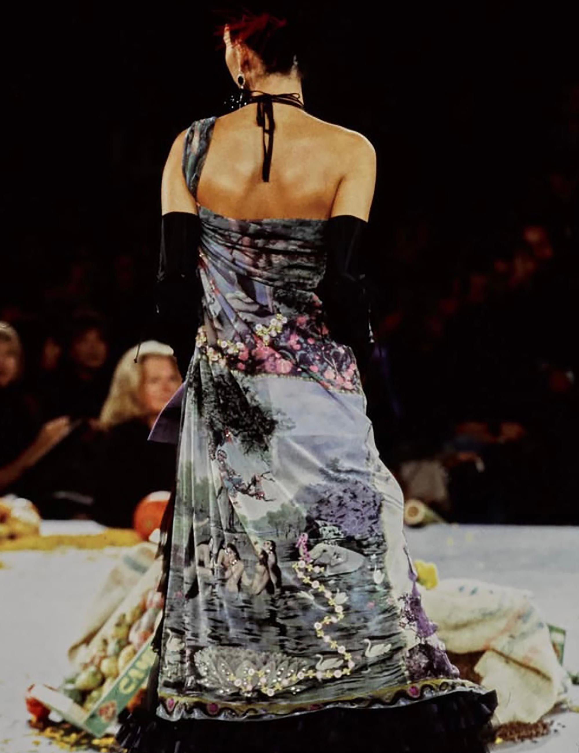 JEAN PAUL GAULTIER S/s 1998 Blaues bedrucktes Kleid mit Frontschlitz im Angebot 10