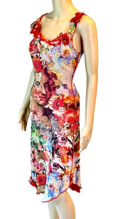 Jean Paul Gaultier S/S 1998 Frida Kahlo Floral Print Mesh Dress