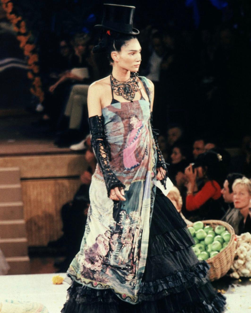 Gray Jean Paul Gaultier S/S 1998 Frida Kahlo Sheer Mesh Top For Sale
