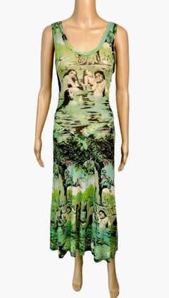 Jean Paul Gaultier S/S 1998 Hommage a Frida Kahlo Oriental Bath Print Mesh Dress