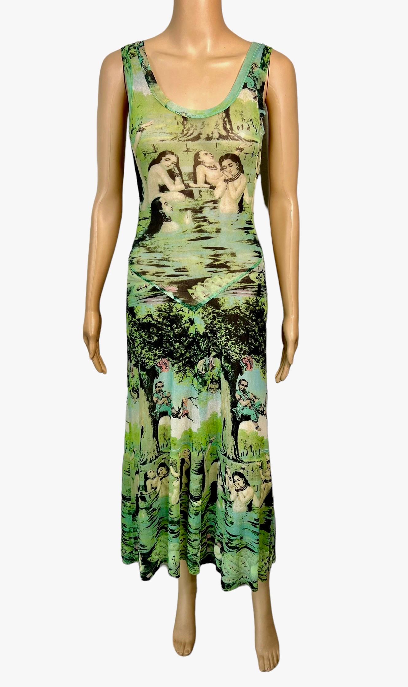 Jean Paul Gaultier S/S 1998 Hommage à Frida Kahlo - Robe en maille imprimée de bain orientale Bon état à Naples, FL