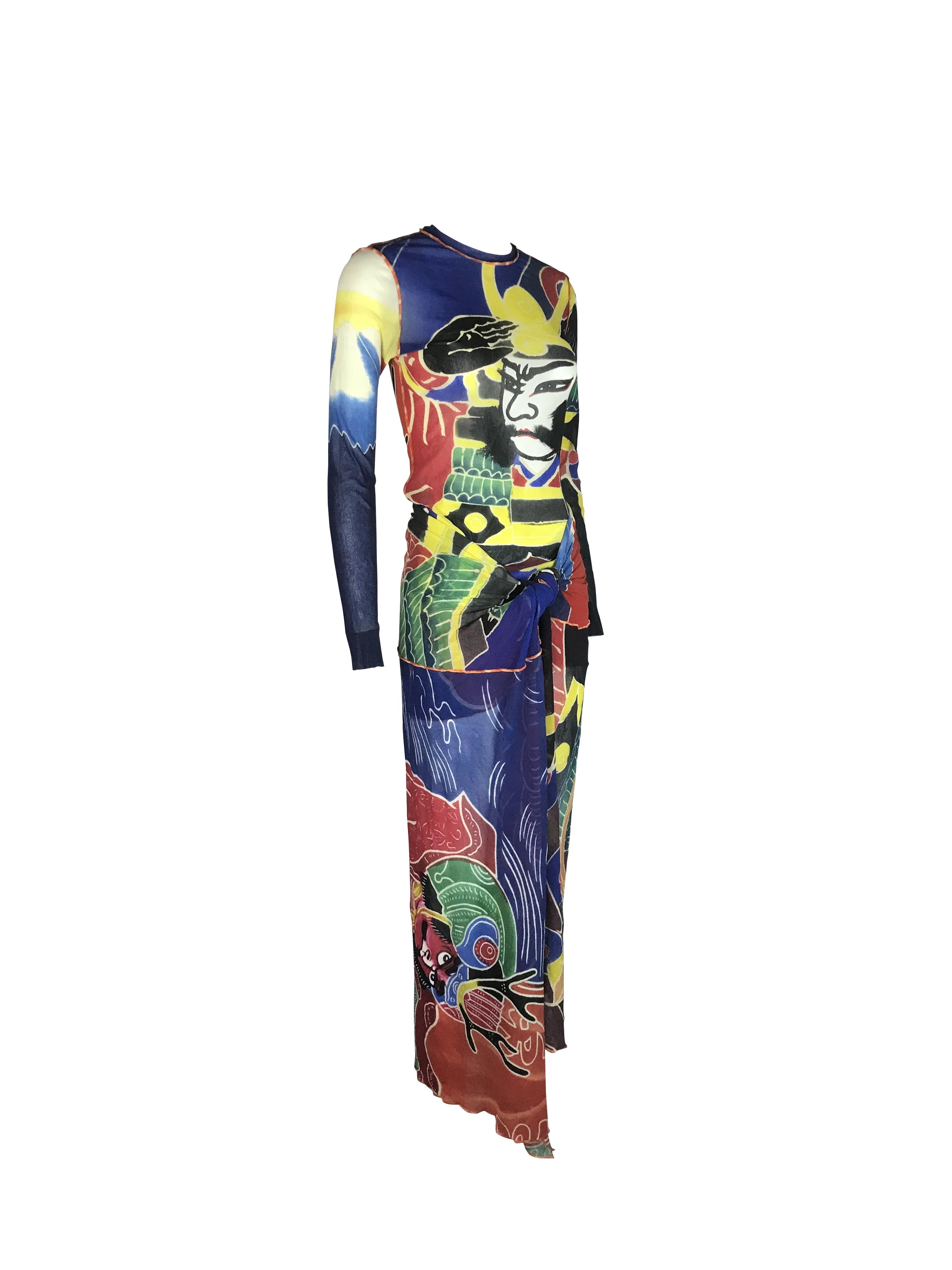 JEAN PAUL GAULTIER S/s 1999 Japanese Kabuki Samurai Mesh Set Pour femmes en vente