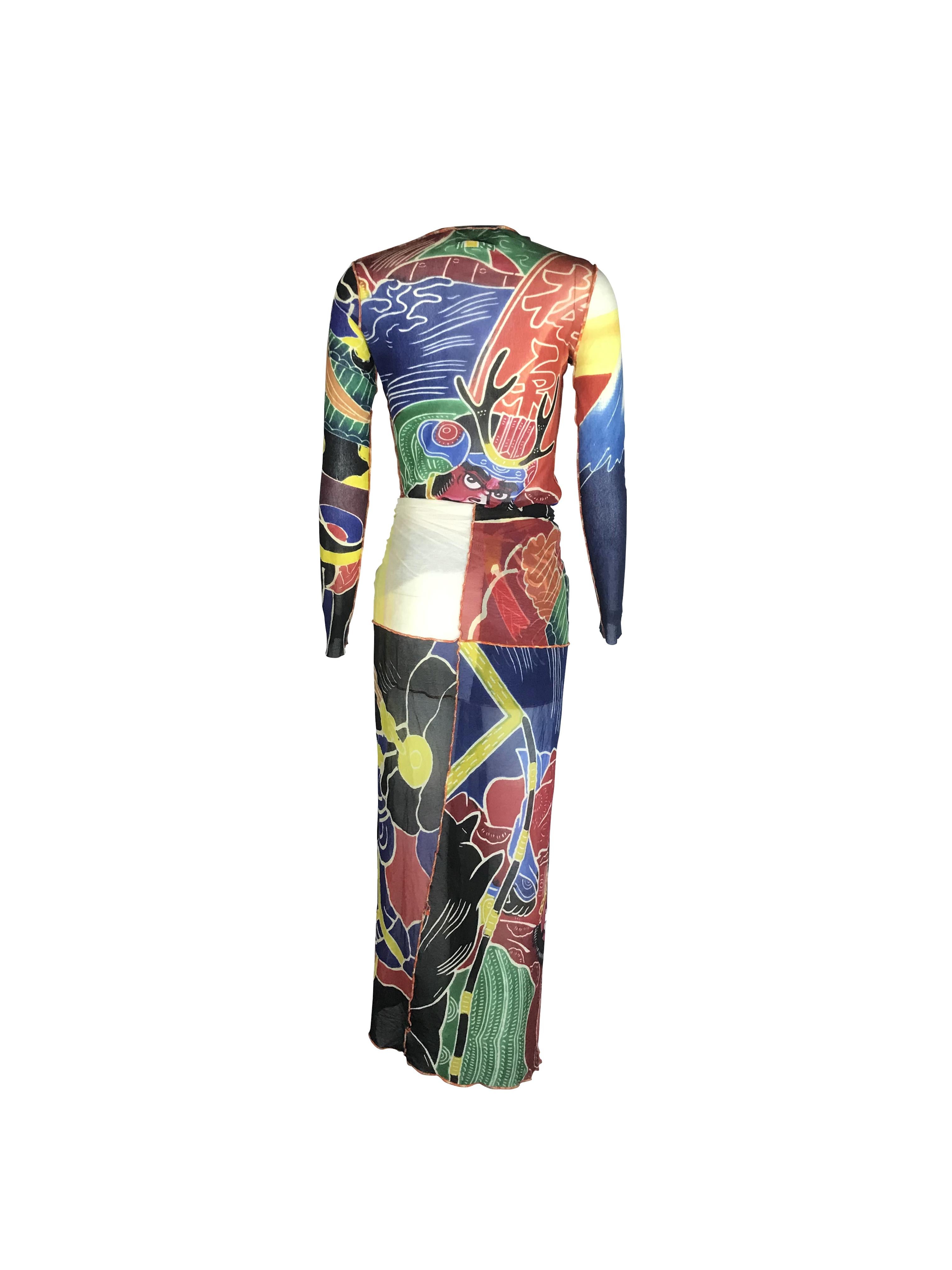 JEAN PAUL GAULTIER S/s 1999 Japanese Kabuki Samurai Mesh Set en vente 2