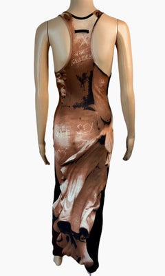 Jean Paul Gaultier S/S 1999 Runway Goddess Trompe L'oeil Graffiti Maxi Dress