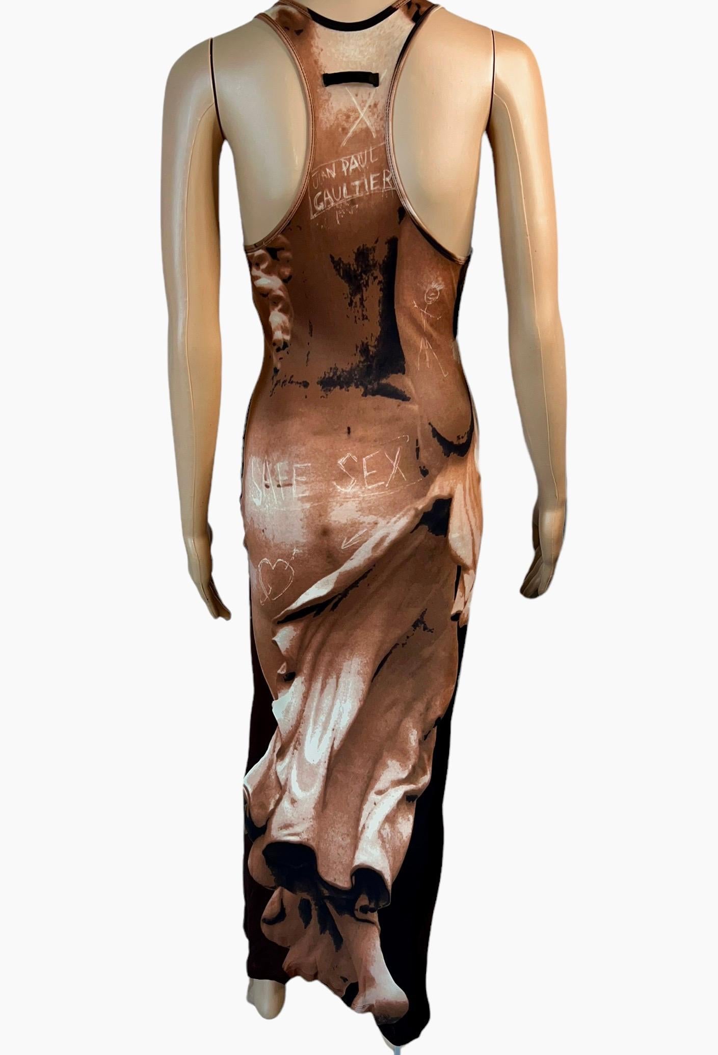 Women's or Men's Jean Paul Gaultier S/S 1999 Runway Goddess Trompe L'oeil Graffiti Maxi Dress For Sale