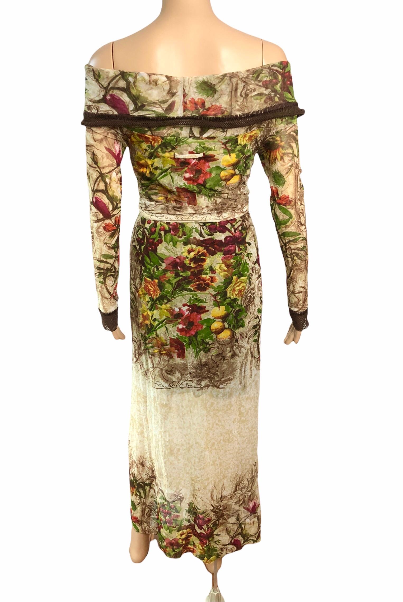Jean Paul Gaultier Jeans Gaultier Jeans S/S 1999 - Vestito floreale semitrasparente off shoulder in vendita 1