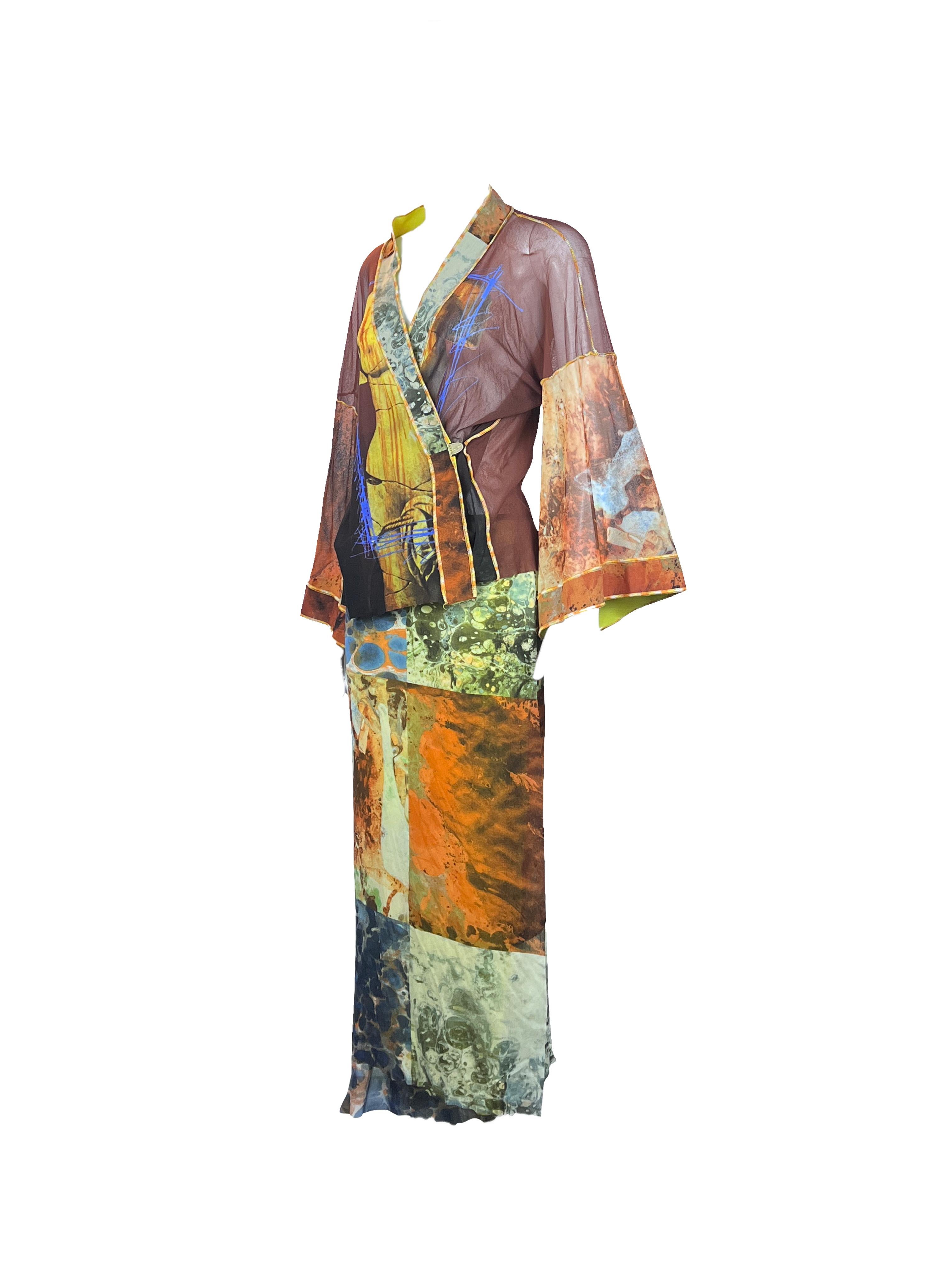 Marron JEAN PAUL GAULTIER S/s 1999 Venus De Milo Ensemble kimono en maille en vente