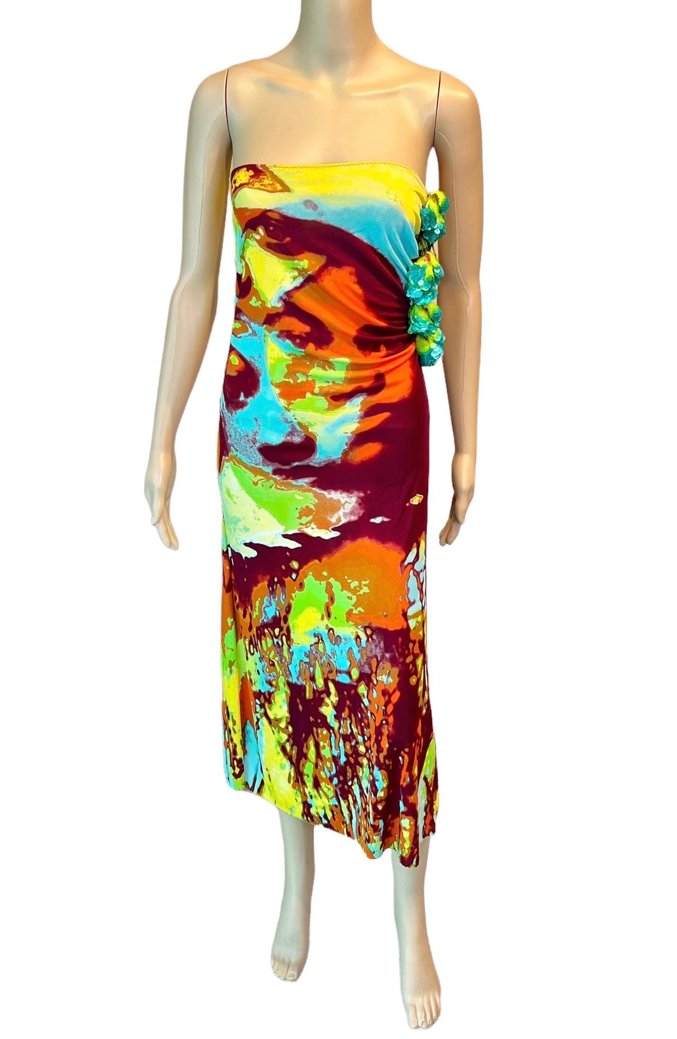 Jean Paul Gaultier S/S 2000 Runway Embellished Psychedelic Print Bodycon Maxi Skirt Dress IT 42

Please note this item can be worn as a dress or a skirt based on preference. 

