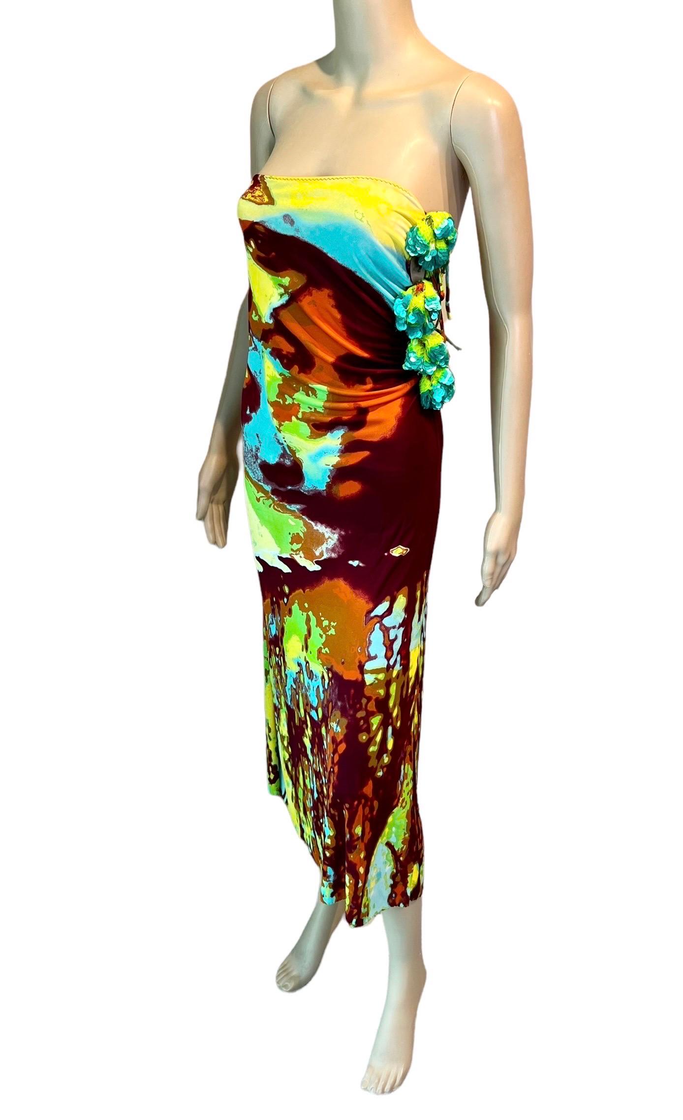Women's Jean Paul Gaultier S/S 2000 Embellished Psychedelic Print Maxi Skirt Dress  For Sale