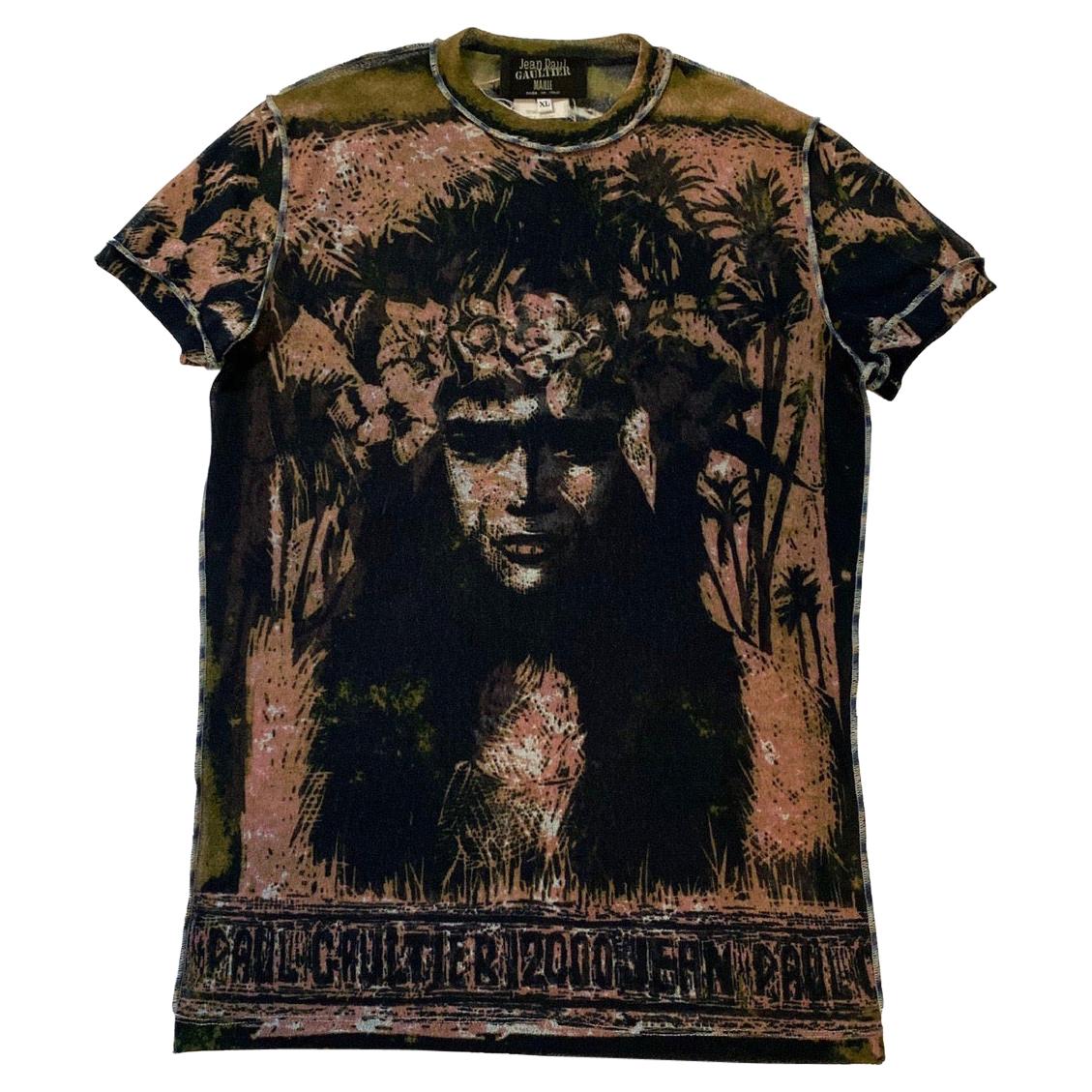 Jean Paul Gaultier S/S 2000 Polynesian print Mesh T-Shirt
