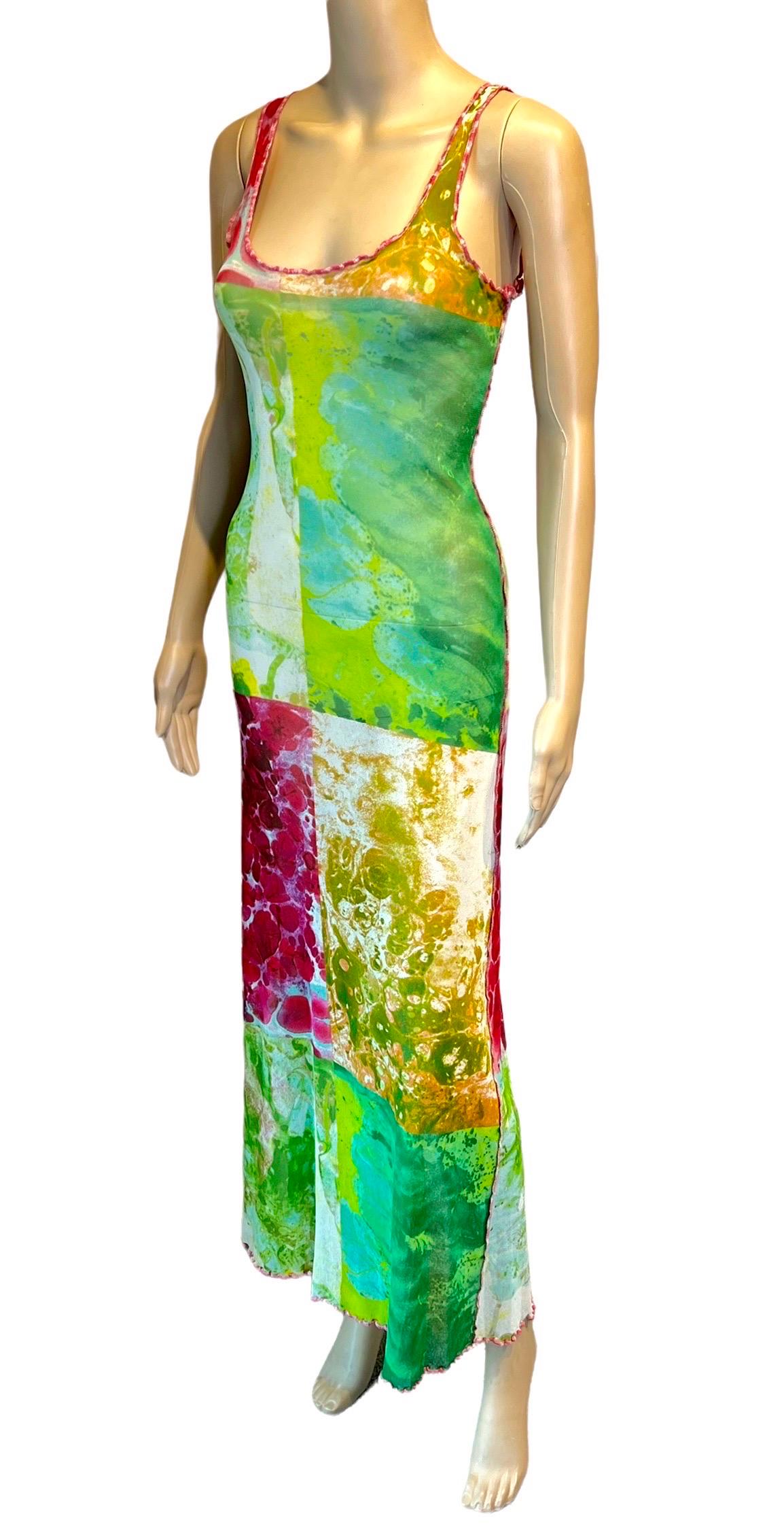 Jean Paul Gaultier F/S 2000 Psychedelic Bacteria Print Transparentes Mesh-Bodycon-Kleid mit Bacteria-Druck Damen im Angebot