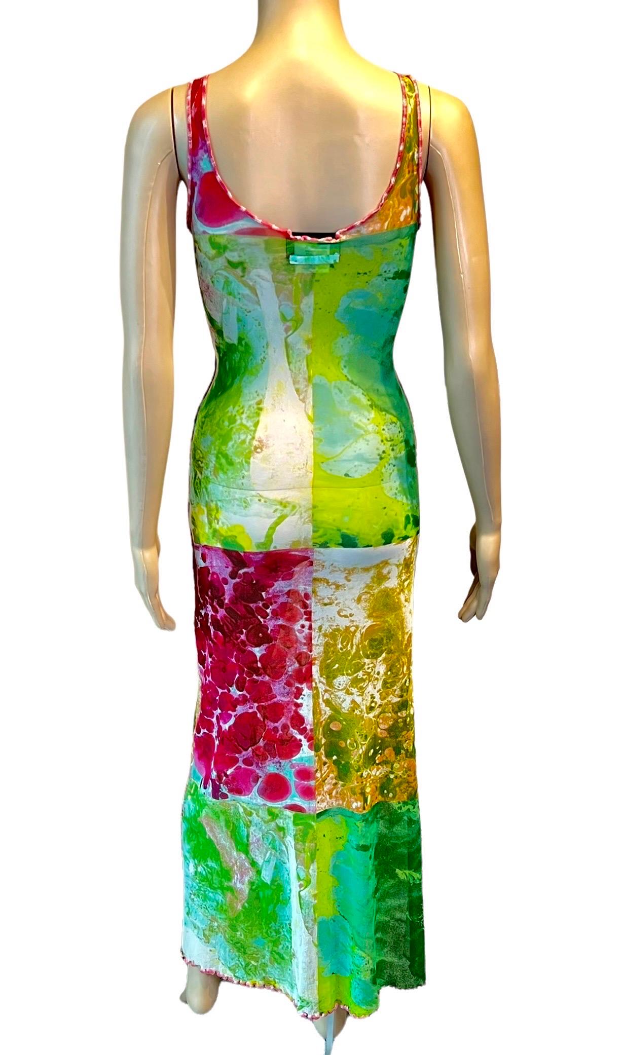 Jean Paul Gaultier F/S 2000 Psychedelic Bacteria Print Transparentes Mesh-Bodycon-Kleid mit Bacteria-Druck im Angebot 1