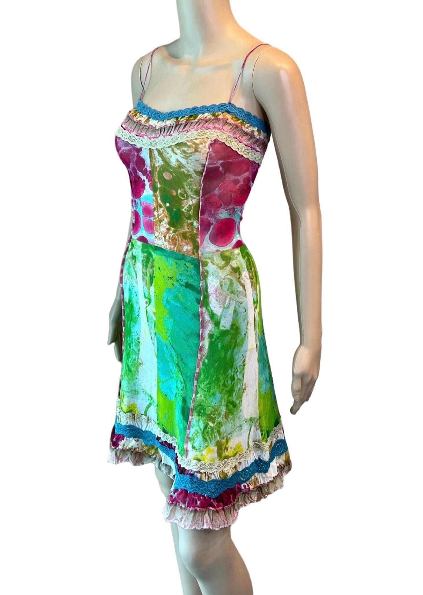Jean Paul Gaultier S/S 2000 Psychedelic Bacteria Print Sheer Mesh Mini Dress  In Good Condition For Sale In Naples, FL