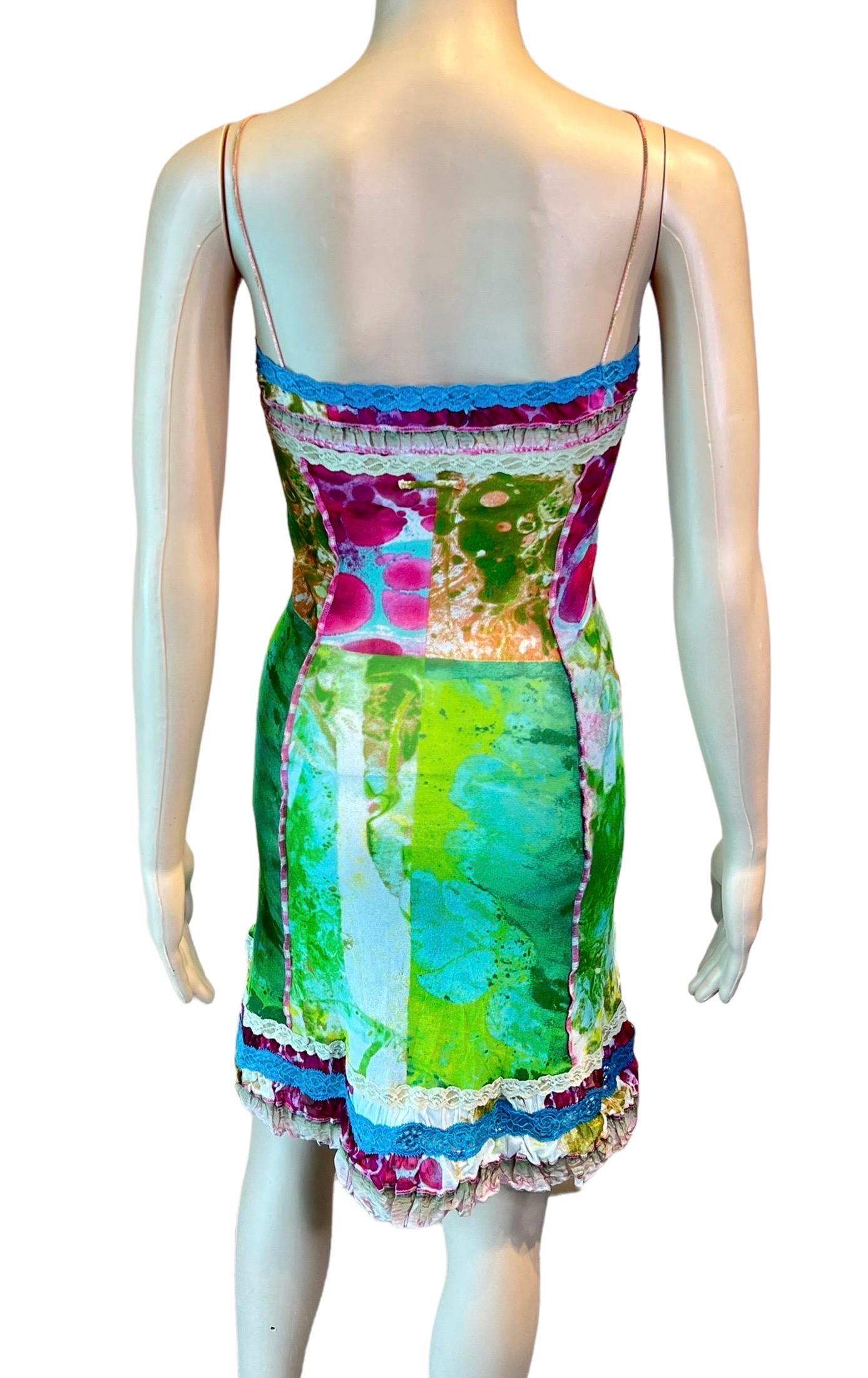 Women's Jean Paul Gaultier S/S 2000 Psychedelic Bacteria Print Sheer Mesh Mini Dress  For Sale