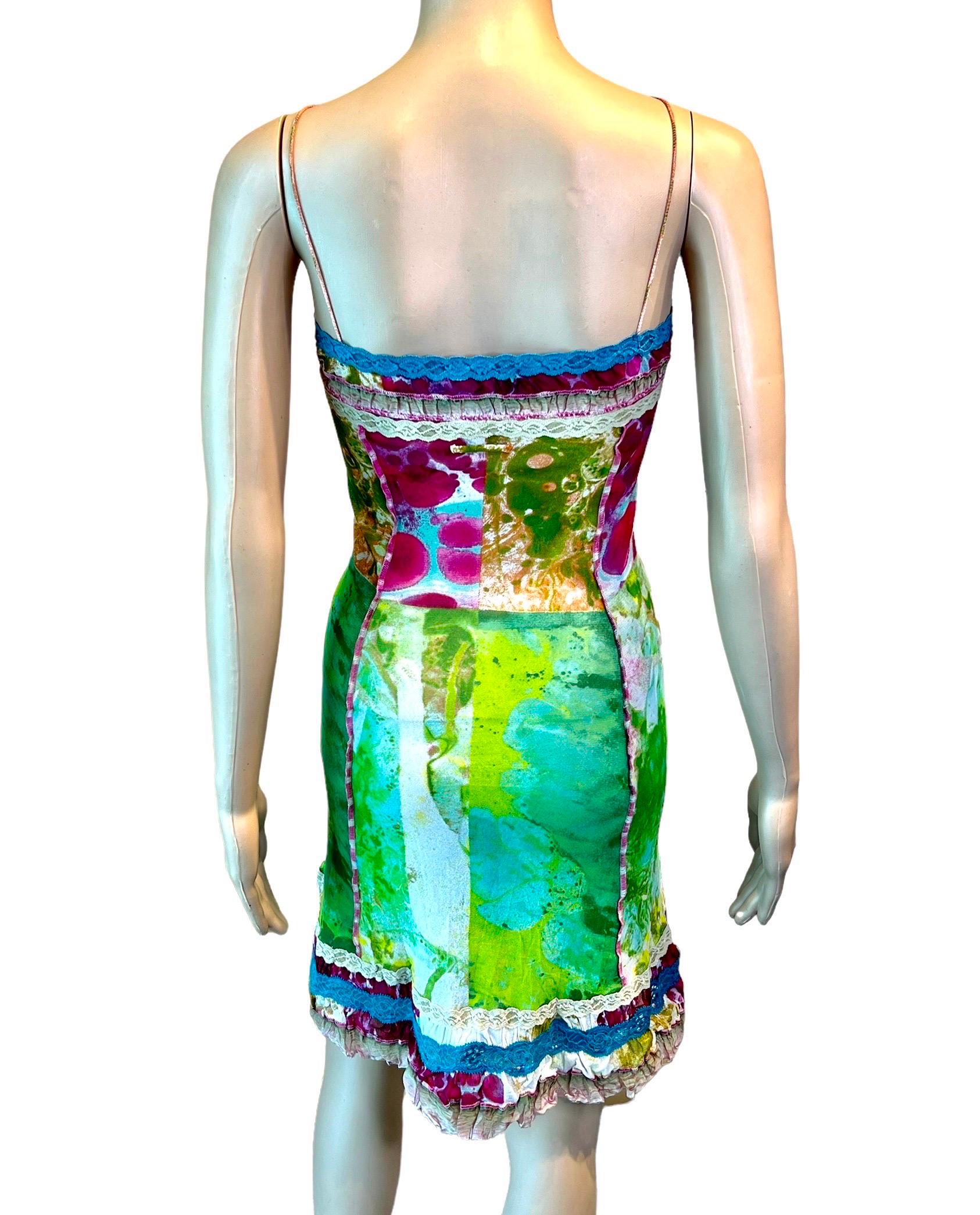 Jean Paul Gaultier S/S 2000 Psychedelic Bacteria Print Sheer Mesh Mini Dress  For Sale 2