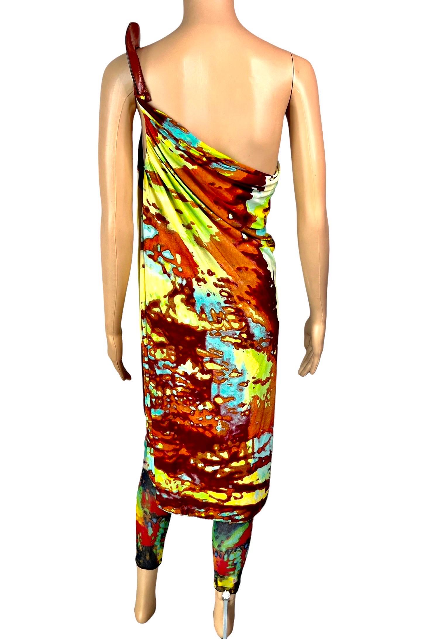 Jean Paul Gaultier S/S 2000 Psychedelic Dress & Leggings Ensemble 2 Piece Set In Good Condition For Sale In Naples, FL