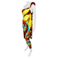 Jean Paul Gaultier F/S 2000 Psychedelic Kleid & Leggings Ensemble 2-teiliges Set