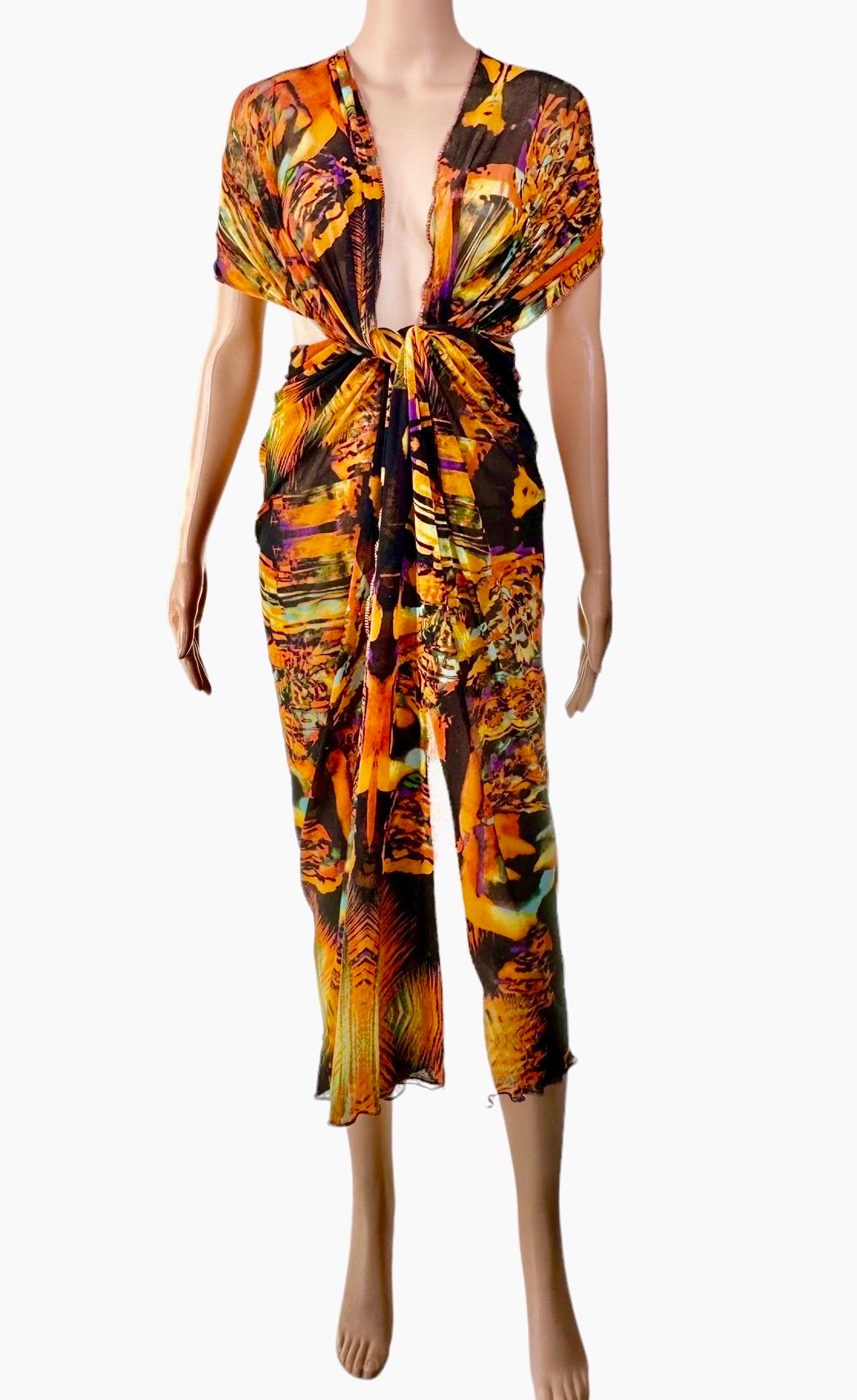 Jean Paul Gaultier S/S 2000 Psychedelic Print Mesh Wrap Dress Scarf Sarong Pareo 9