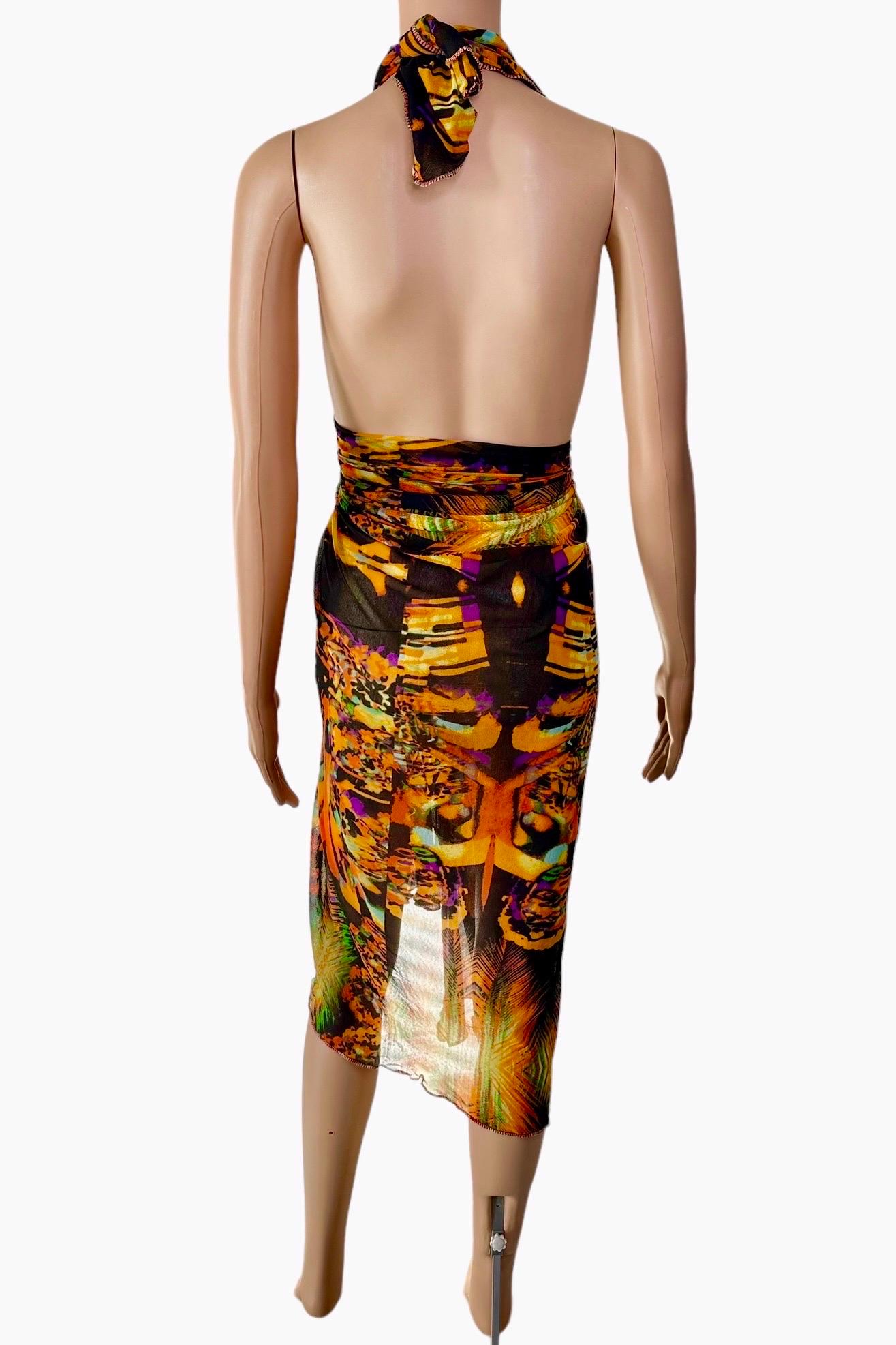 Jean Paul Gaultier S/S 2000 Psychedelic Print Mesh Wrap Dress Scarf Sarong Pareo 10