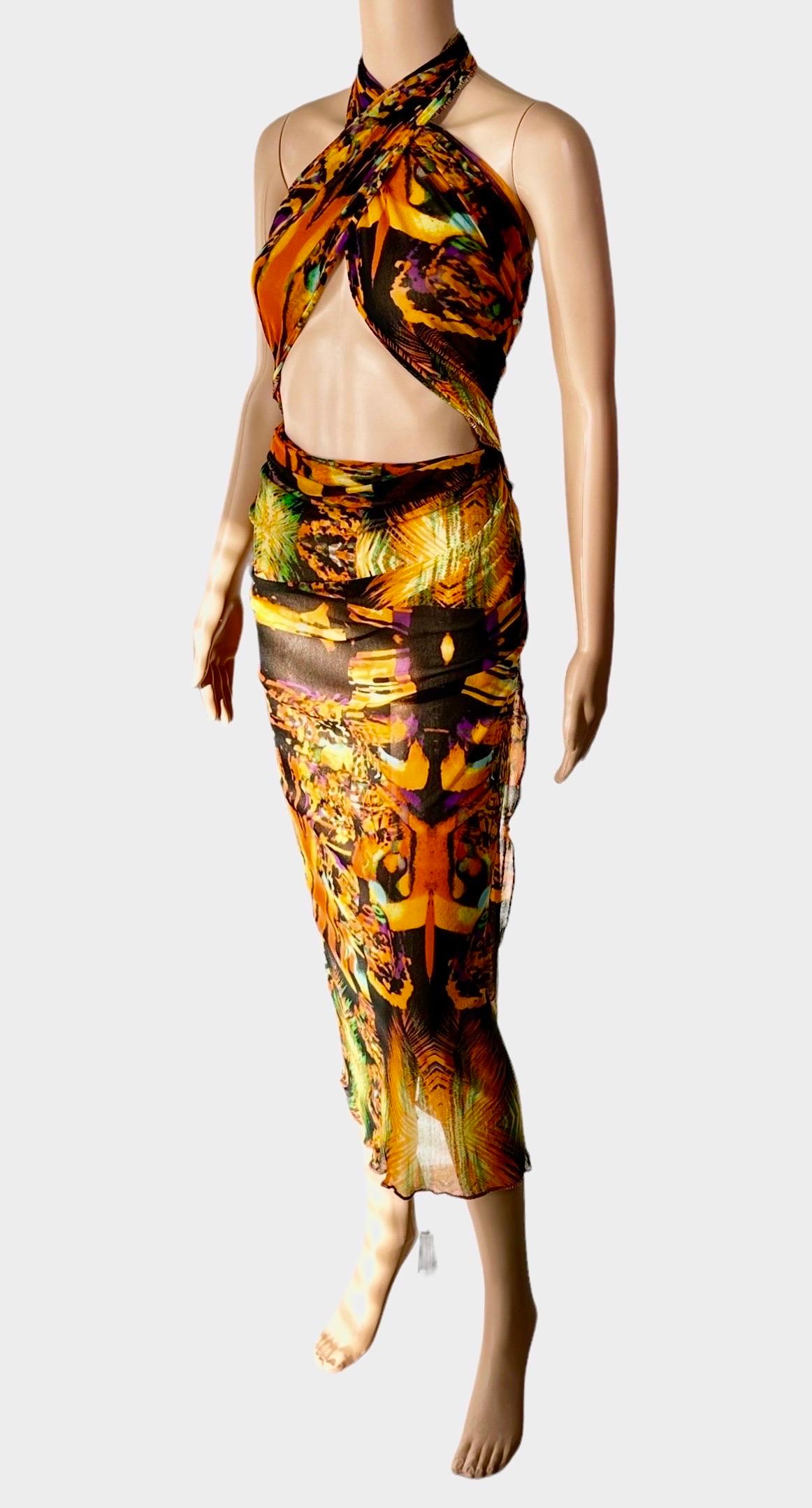 Jean Paul Gaultier S/S 2000 Psychedelic Print Mesh Wrap Dress Scarf Sarong Pareo 4