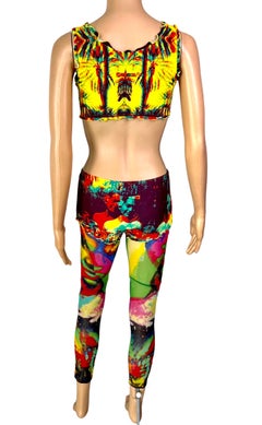 Jean Paul Gaultier S/S 2000 Psychedelic Print Top, Shorts & Leggings 3 Piece Set
