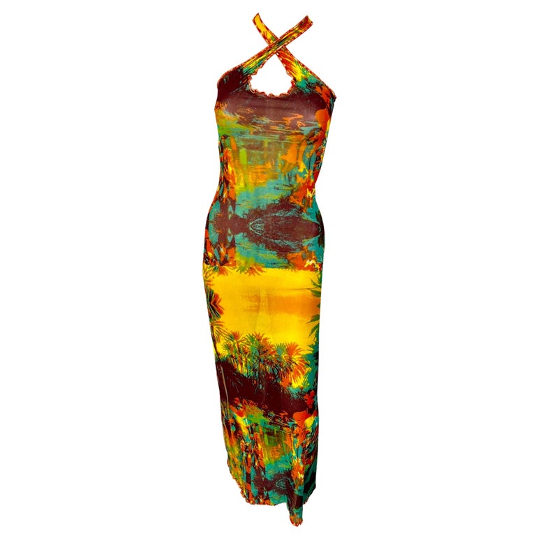 psychedelic bodycon dress Blue 1970s Psychedelic Print Bandeau Bodycon Dress
