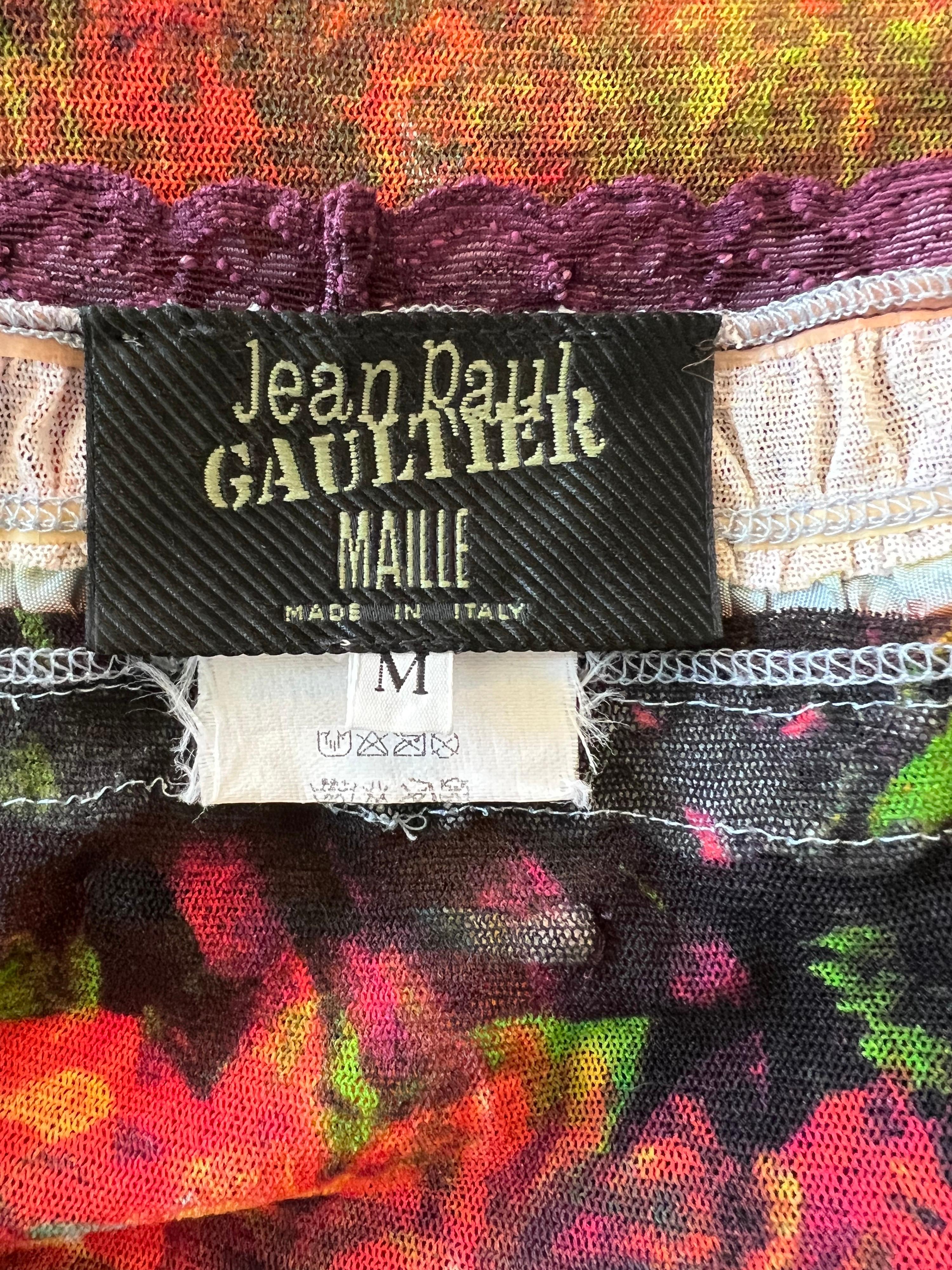 Black Jean Paul Gaultier S/S 2000 Vintage Psychedelic Semi-Sheer Mesh Dress  For Sale