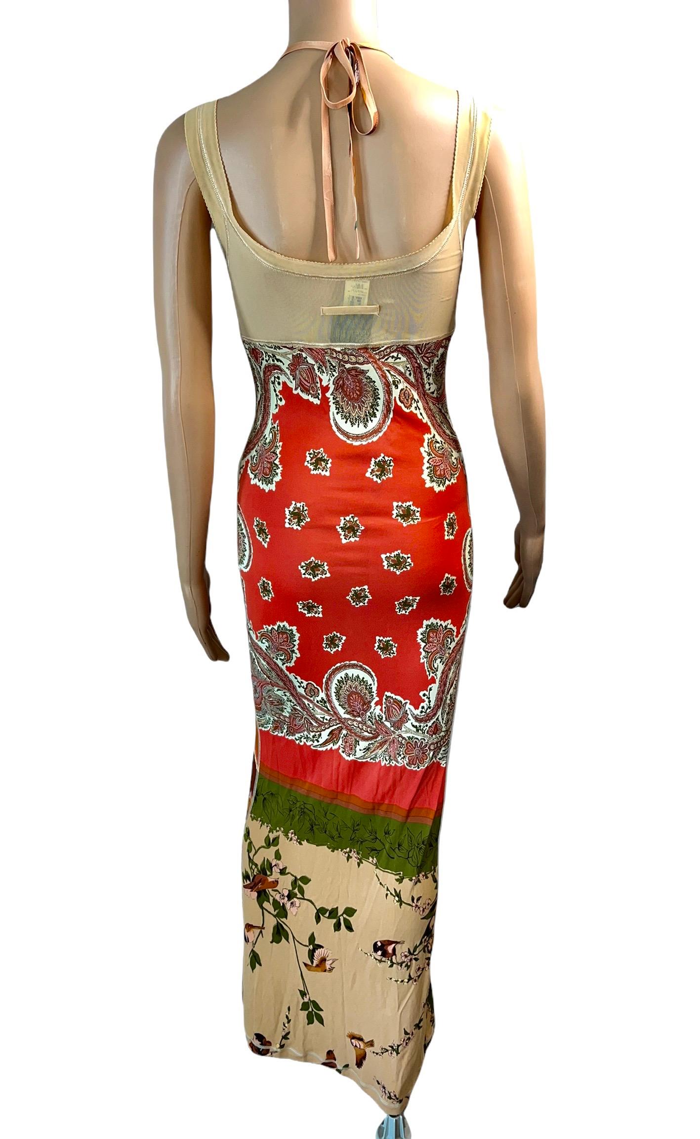 Jean Paul Gaultier S/S 2001 Abstract Floral Print Bra and Maxi Dress 2 Piece Set In Good Condition In Naples, FL
