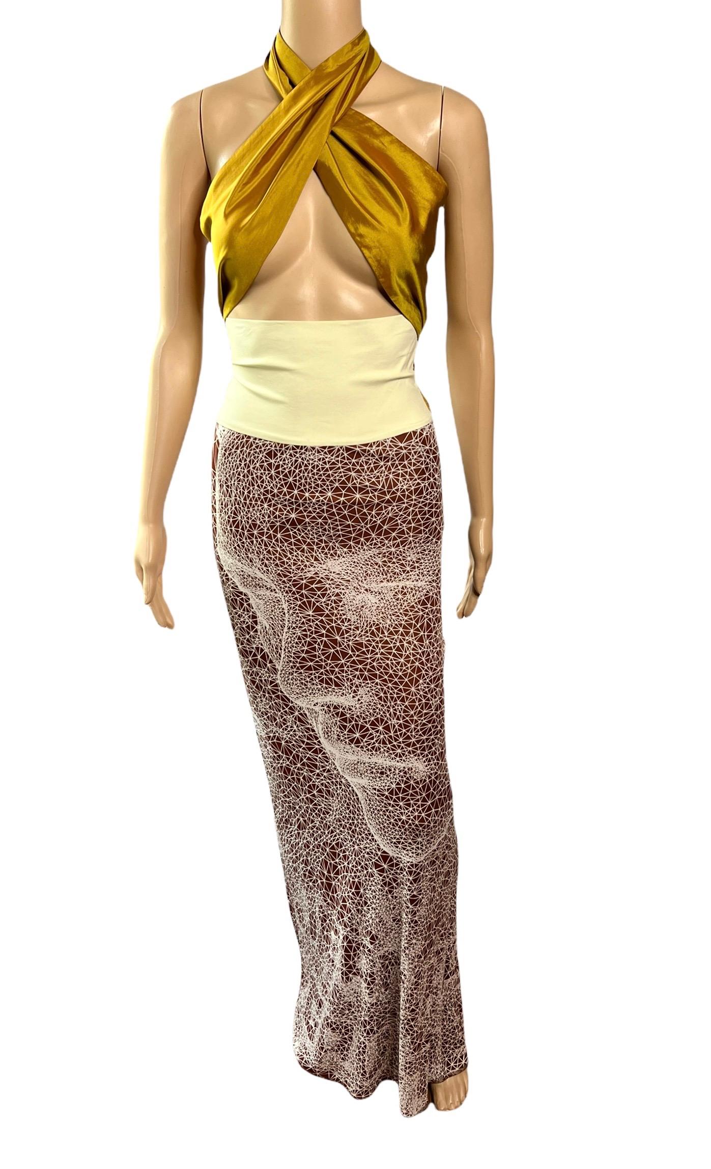 Jean Paul Gaultier S/S 2001 Constellation Face Optic Illusion Print Maxi Dress Size IT 40

Jean Paul Gaultier strapless maxi dress featuring sash tie accent at bust. Please note this piece is very versatile and it could be worn as a strapless dress