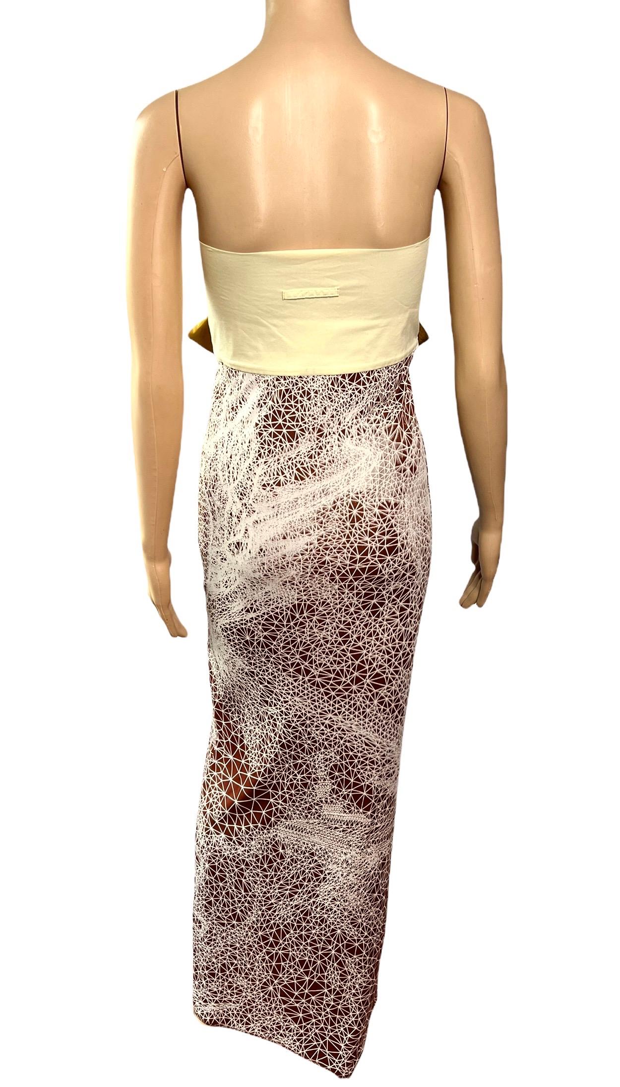 Jean Paul Gaultier S/S 2001 Maxi Vestido Estampado Ilusión Óptica Cara Constelación 1