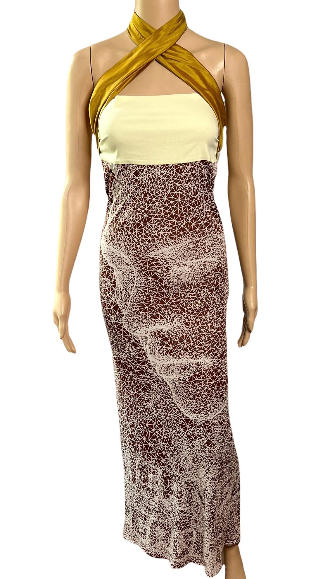 Jean Paul Gaultier S/S 2001 Constellation Face Optic Illusion Print Maxi Dress 1