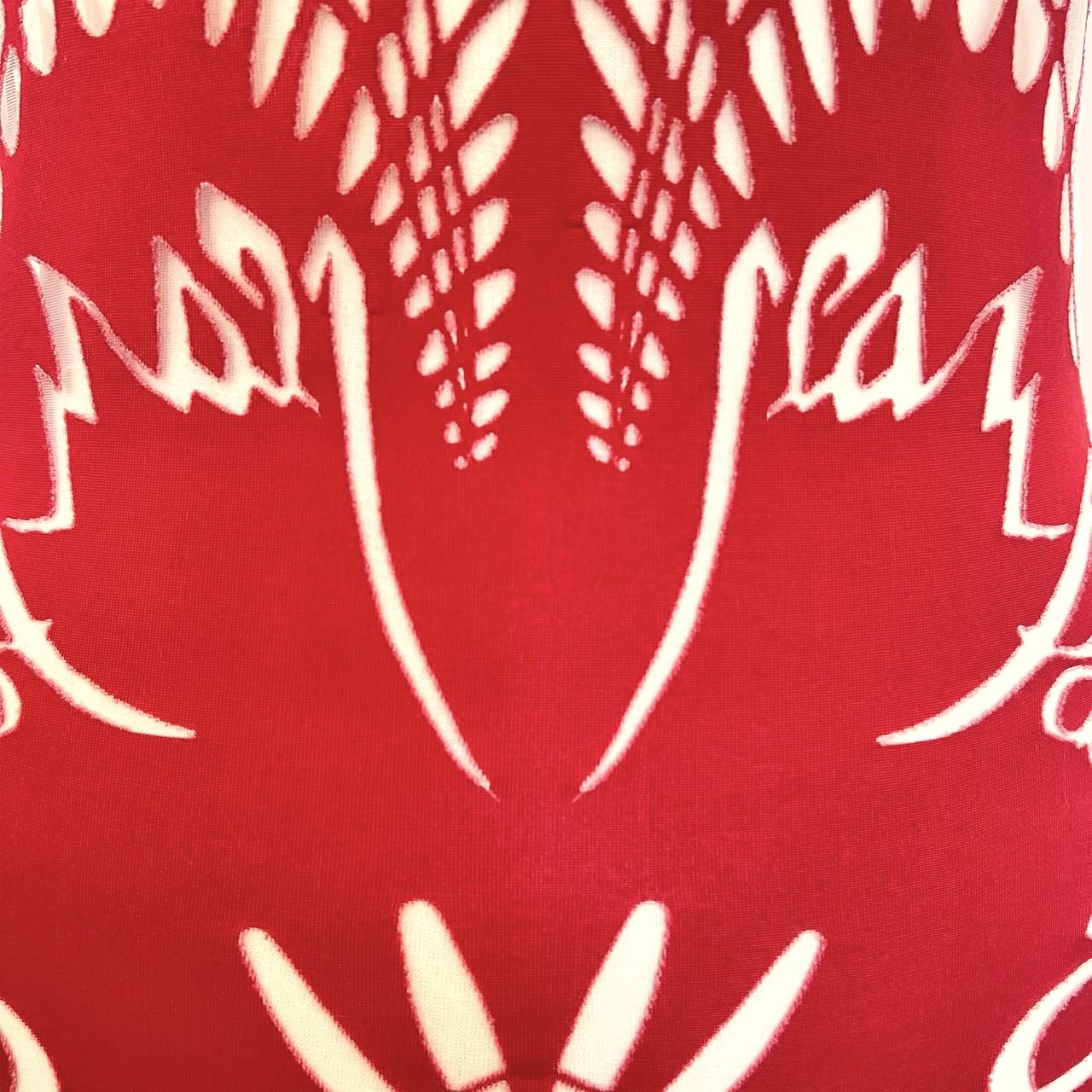 Jean Paul Gaultier S/S 2001 Rotes Jugendstil-Tankkleid mit durchsichtigem Ausschnitt im Zustand „Gut“ im Angebot in PARIS, FR