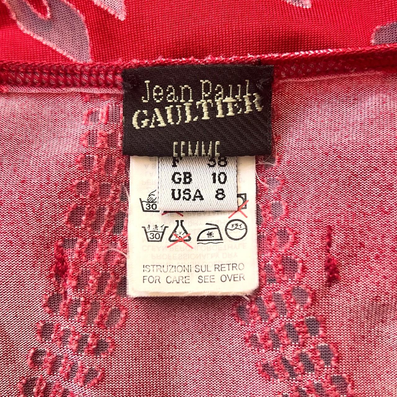 Jean Paul Gaultier S/S 2001 Rotes Jugendstil-Tankkleid mit durchsichtigem Ausschnitt im Angebot 4