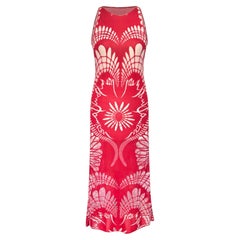 Jean Paul Gaultier S/S 2001 Red Art Nouveau Sheer Cutout Tank Maxi Dress