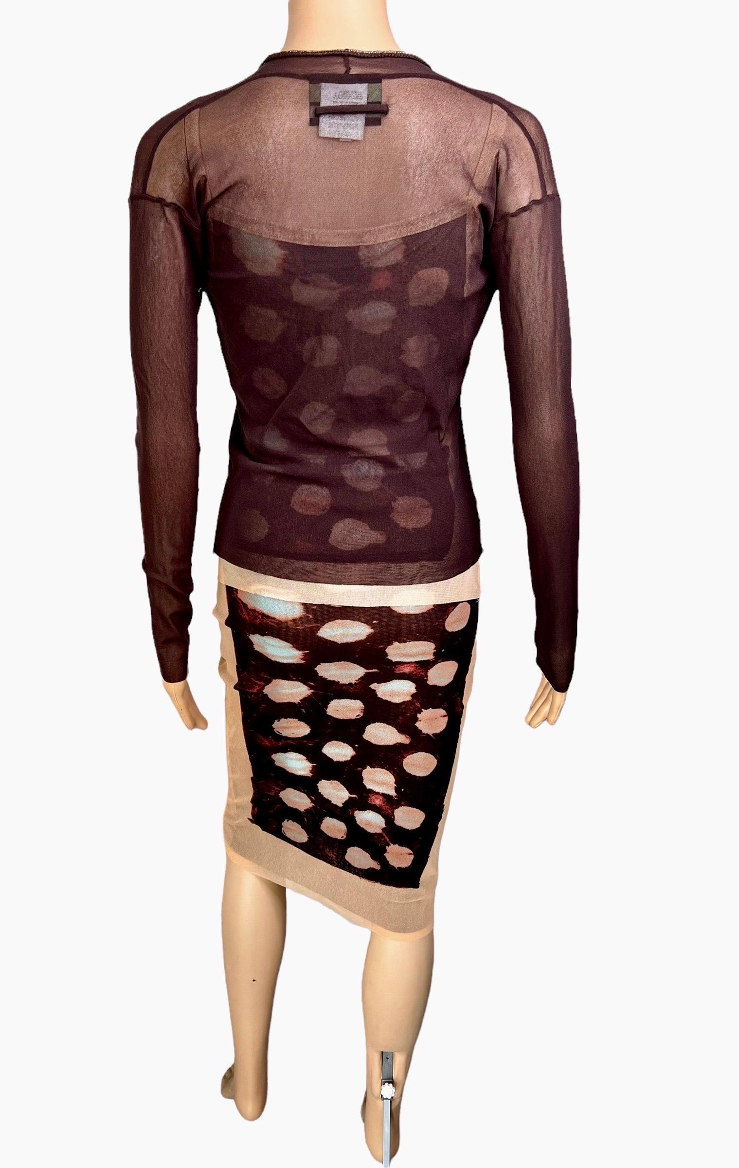 Jean Paul Gaultier S/S 2001 Sheer Polka Dot Cardigan Top and Skirt 3 Piece Set For Sale 5