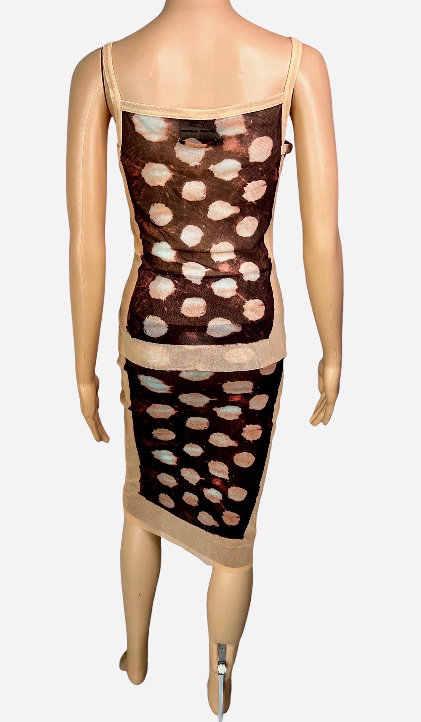 Jean Paul Gaultier S/S 2001 Sheer Polka Dot Cardigan Top and Skirt 3 Piece Set For Sale 1