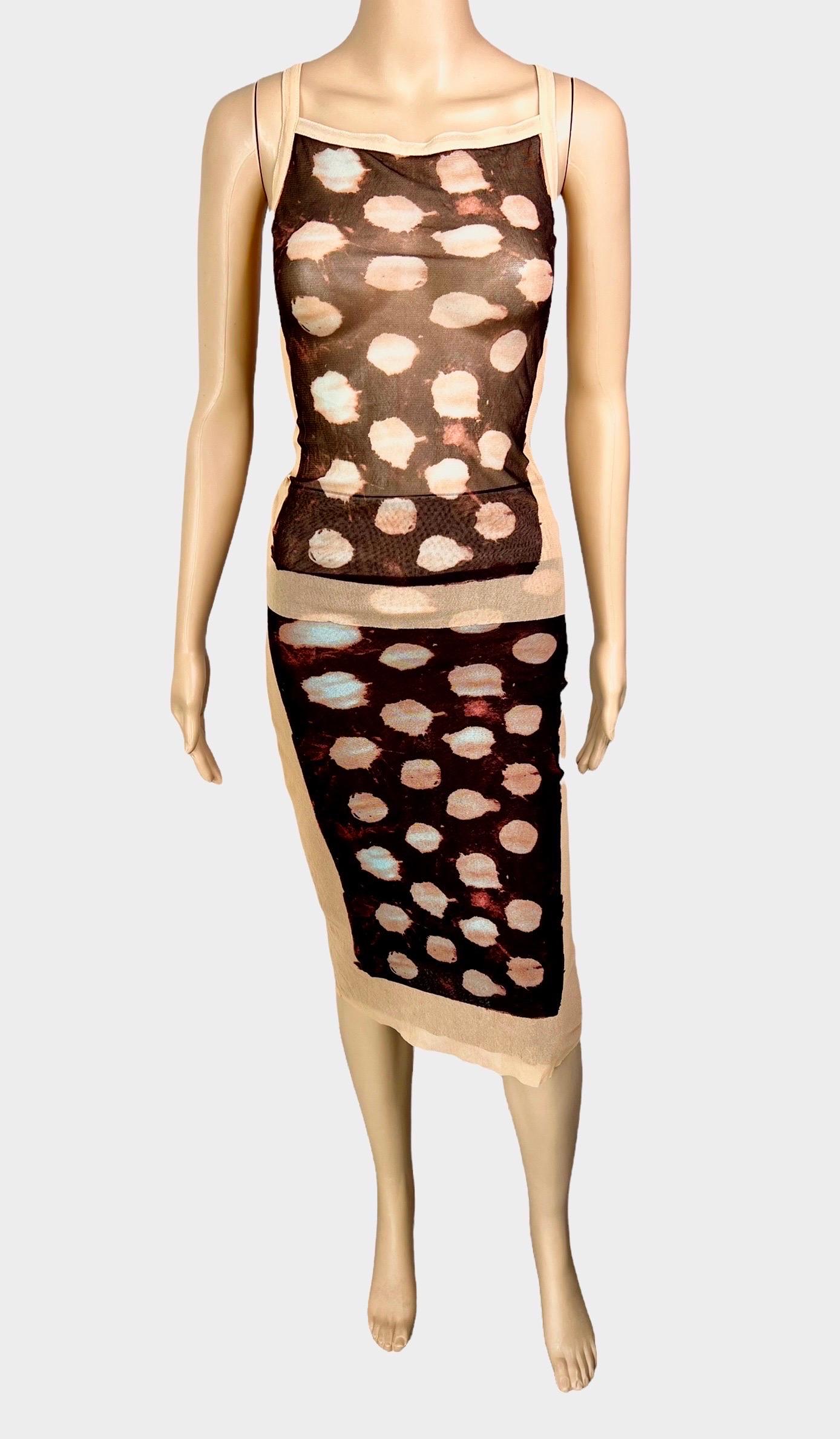 Jean Paul Gaultier S/S 2001 Sheer Polka Dot Cardigan Top and Skirt 3 Piece Set For Sale 2