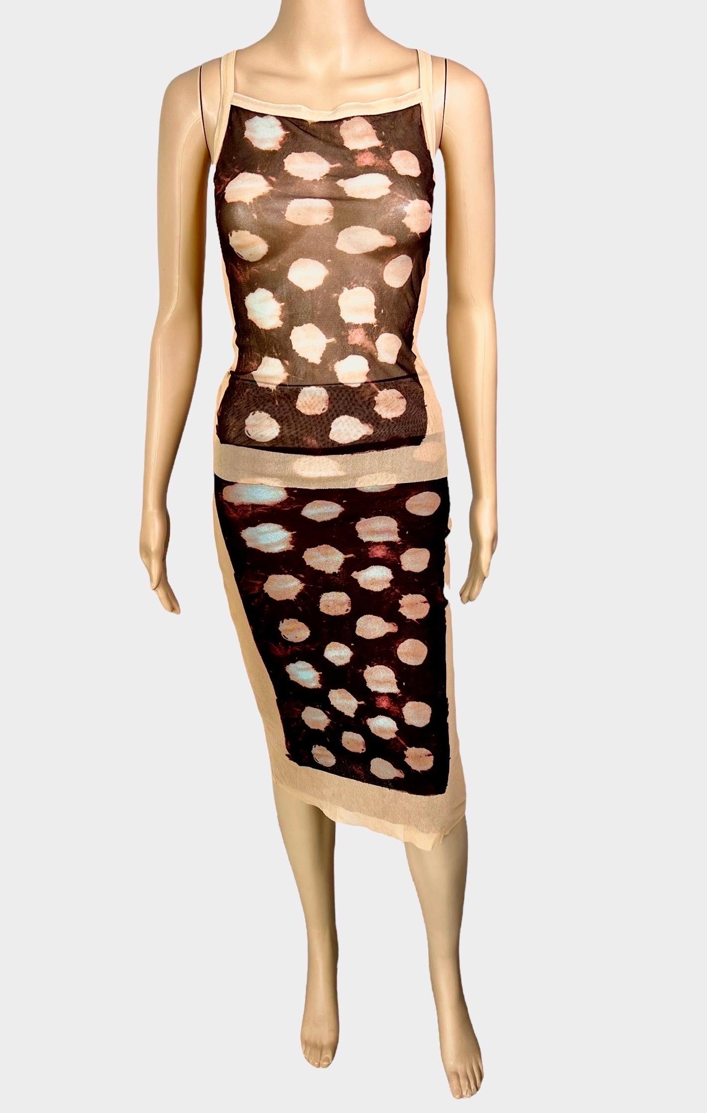 Jean Paul Gaultier S/S 2001 Sheer Polka Dot Cardigan Top and Skirt 3 Piece Set For Sale 3