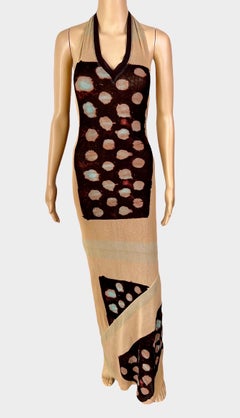 Jean Paul Gaultier S/S 2001 2-teiliges Set aus durchsichtigem gepunktetem Strickjacke-Top und Maxikleid