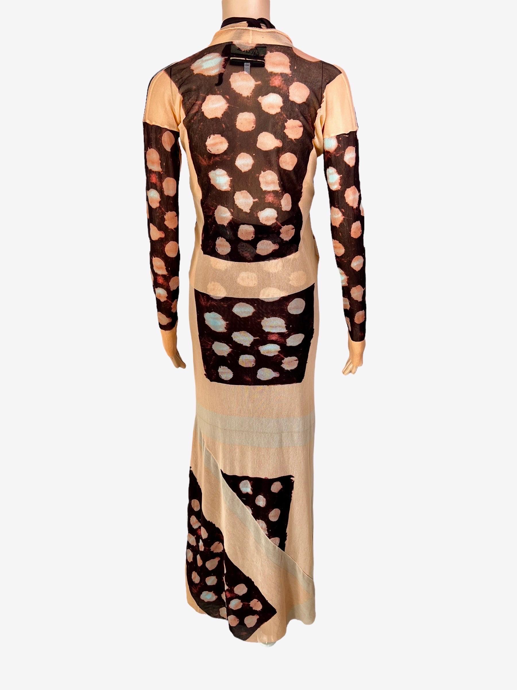Jean Paul Gaultier S/S 2001 Sheer Polka Dot Cardigan Top& Maxi Dress 2 Piece Set In Good Condition In Naples, FL