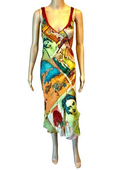 Jean Paul Gaultier S/S 2002 Vintage “Portraits” Faces People Print Slip Dress